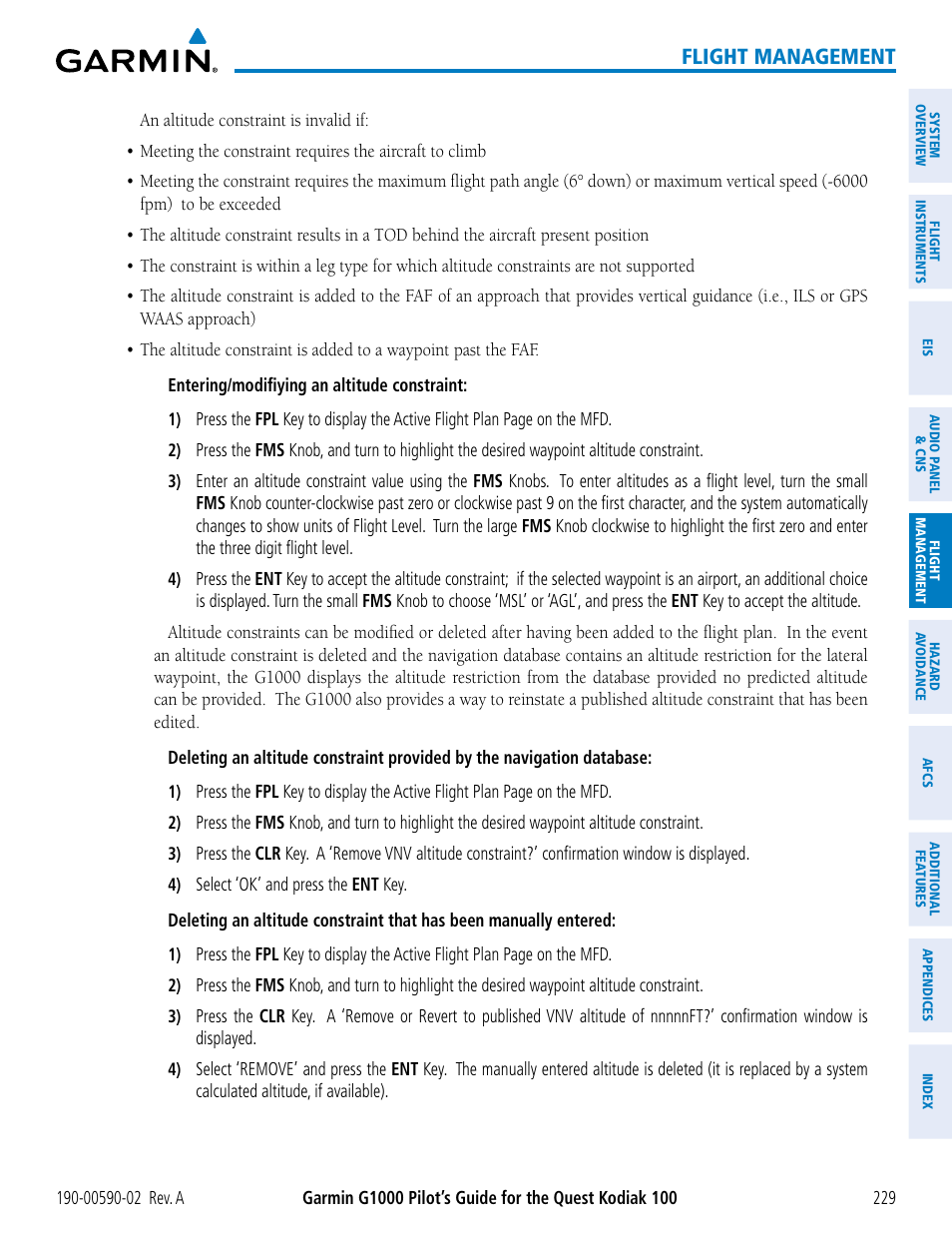 Flight management | Garmin G1000 Quest Kodiak User Manual | Page 241 / 500