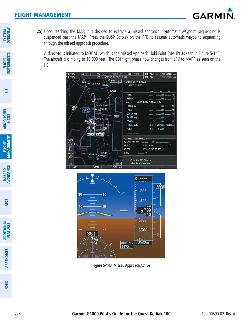 Flight management | Garmin G1000 Quest Kodiak User Manual | Page 290 / 500