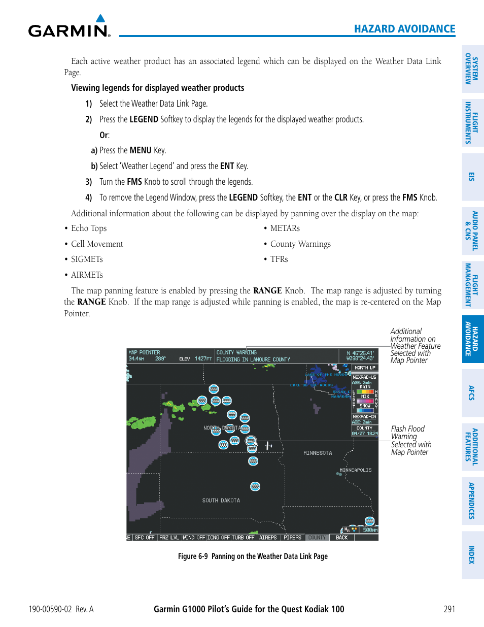 Hazard avoidance | Garmin G1000 Quest Kodiak User Manual | Page 303 / 500