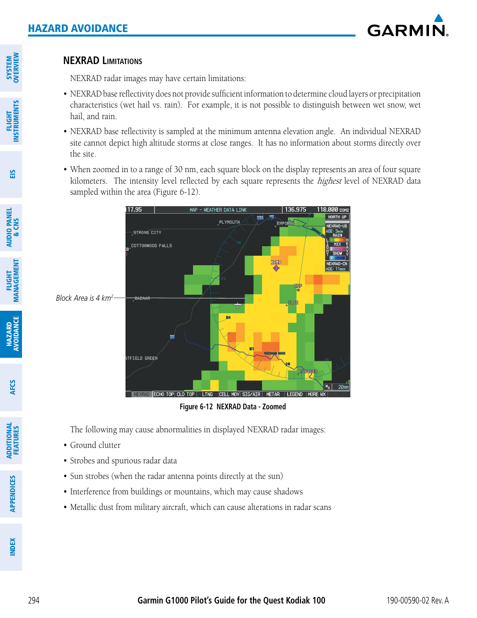 Hazard avoidance nexrad l | Garmin G1000 Quest Kodiak User Manual | Page 306 / 500