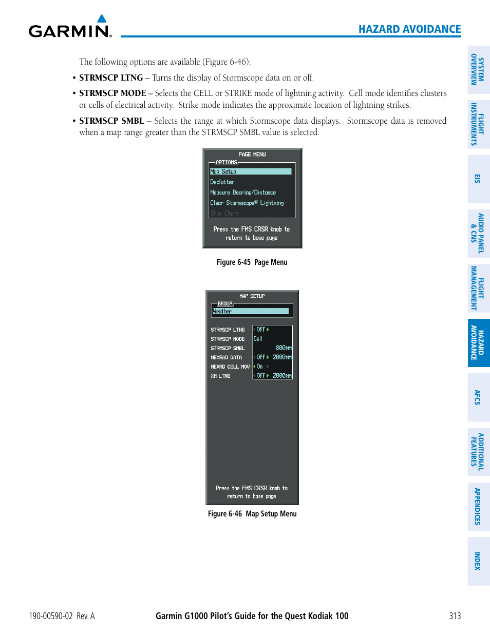 Hazard avoidance | Garmin G1000 Quest Kodiak User Manual | Page 325 / 500