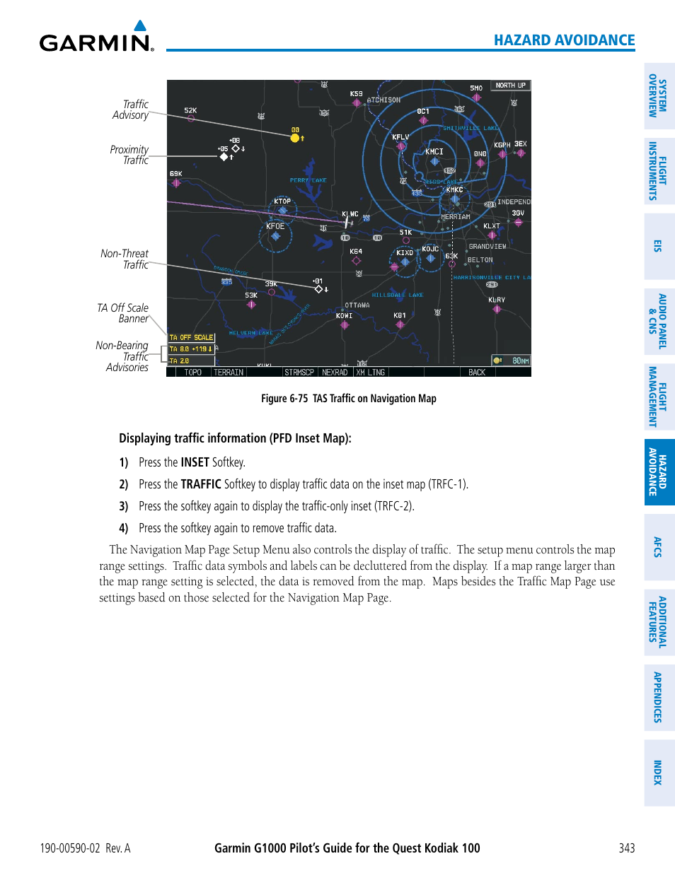 Hazard avoidance | Garmin G1000 Quest Kodiak User Manual | Page 355 / 500