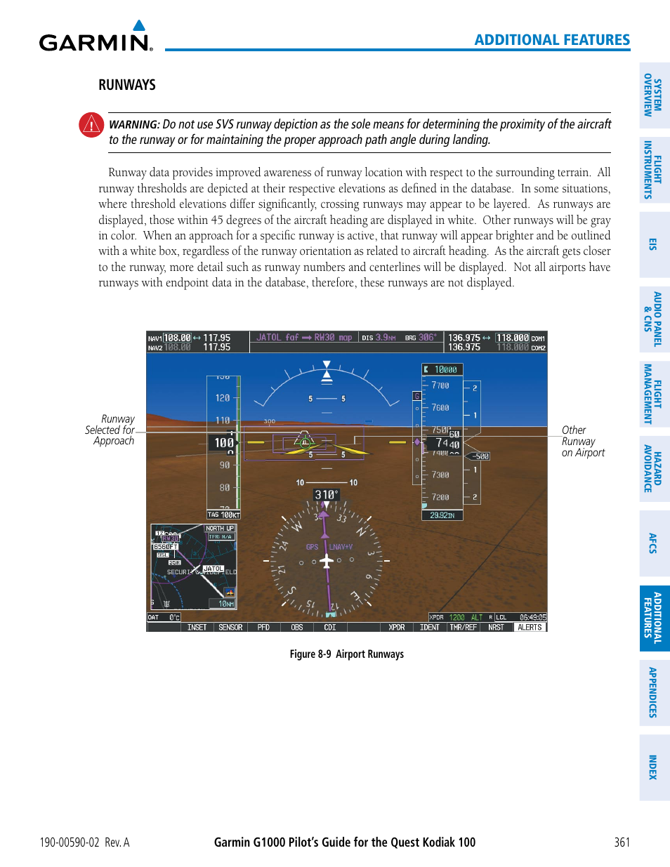 Additional features, Runways | Garmin G1000 Quest Kodiak User Manual | Page 373 / 500