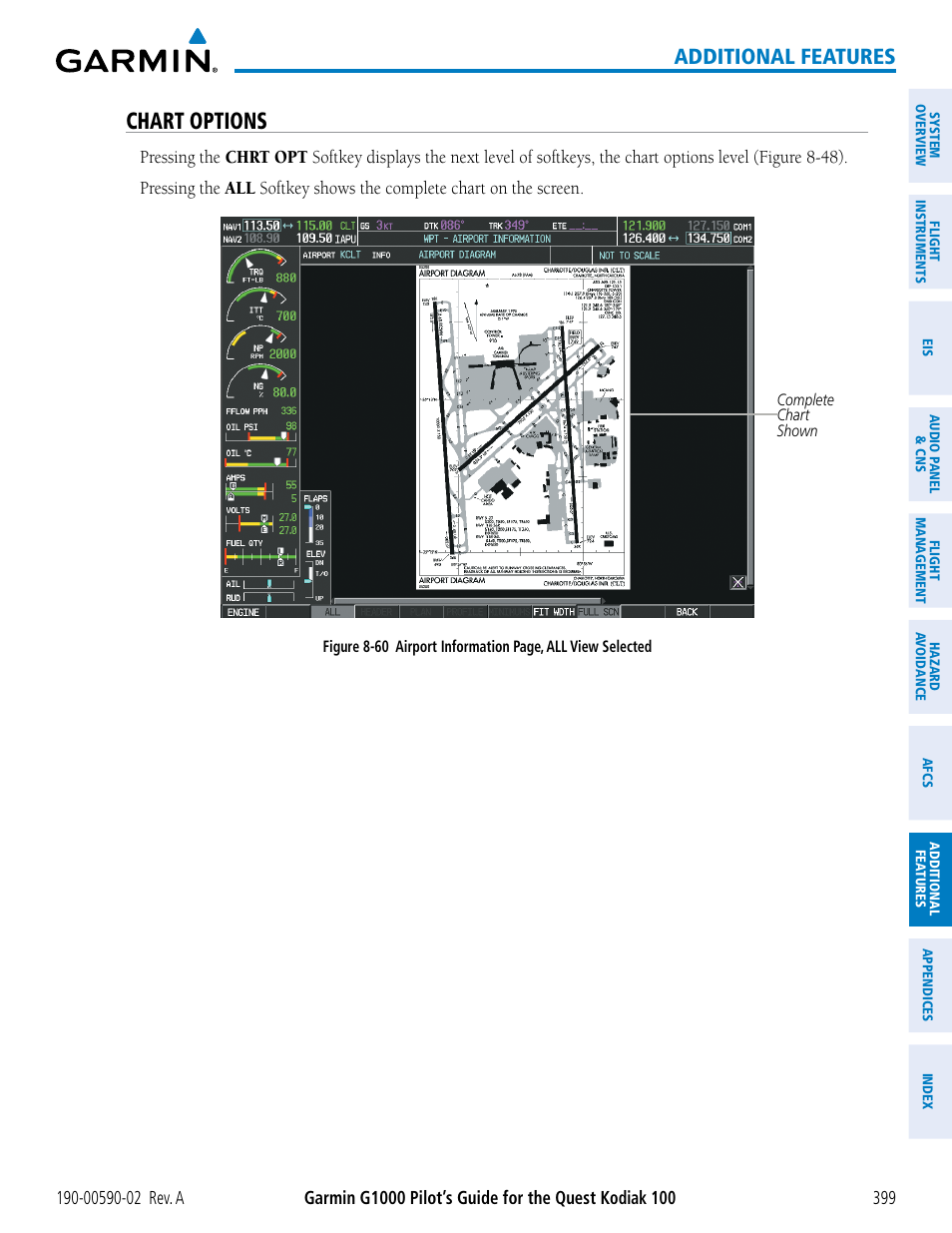 Chart options, Additional features | Garmin G1000 Quest Kodiak User Manual | Page 411 / 500