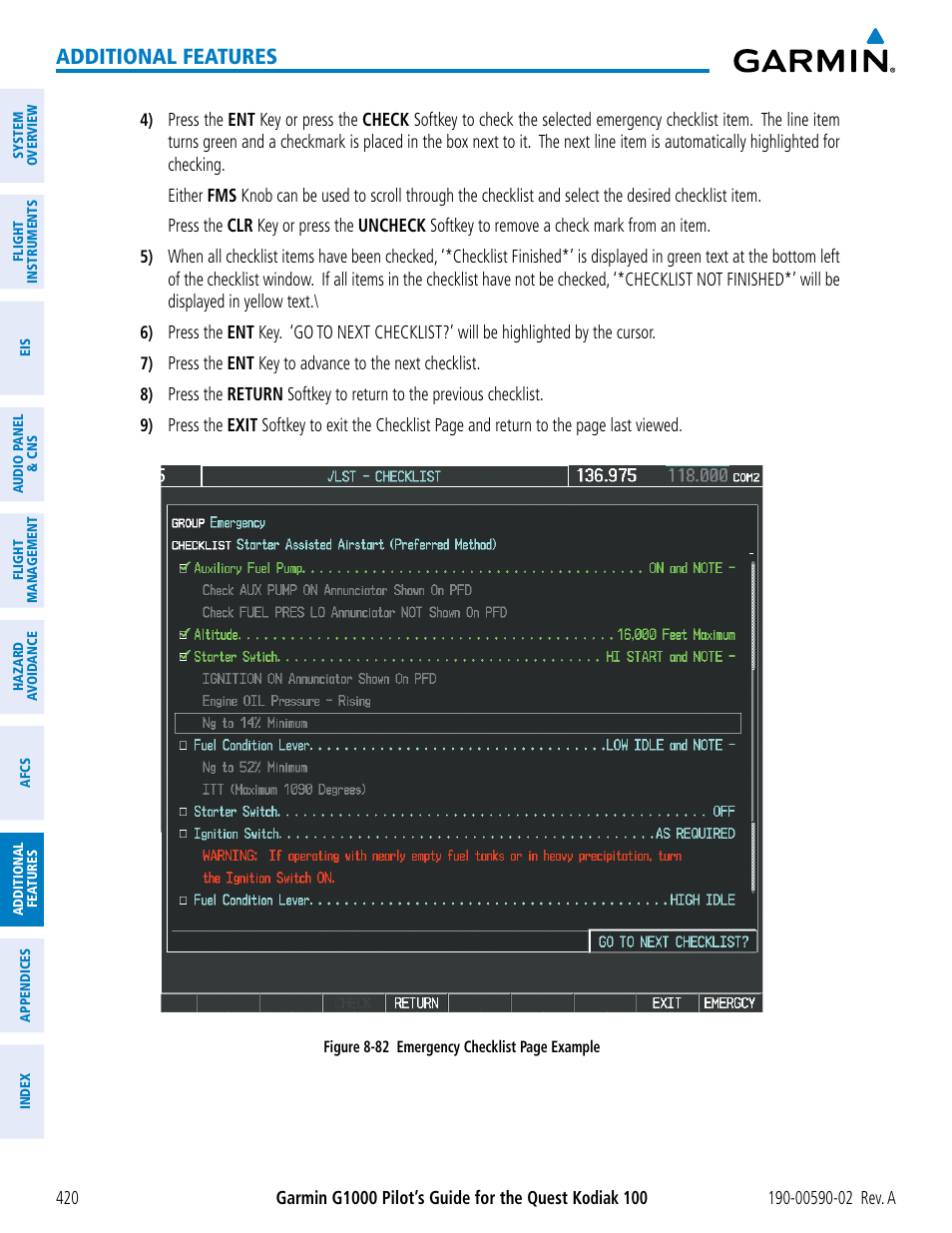 Additional features | Garmin G1000 Quest Kodiak User Manual | Page 432 / 500