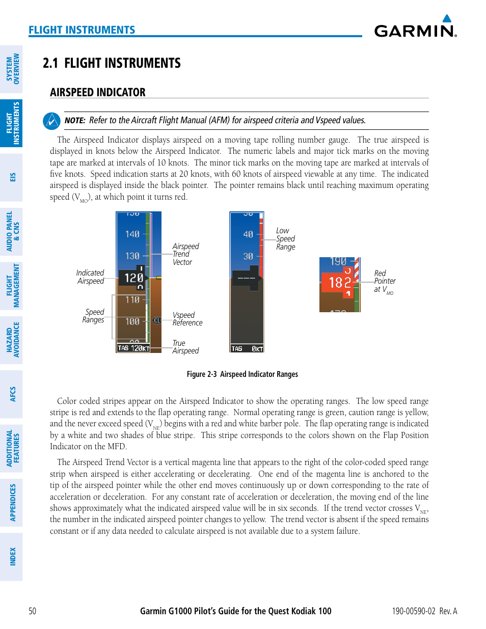 1 flight instruments, Airspeed indicator, Flight instruments | Garmin G1000 Quest Kodiak User Manual | Page 62 / 500