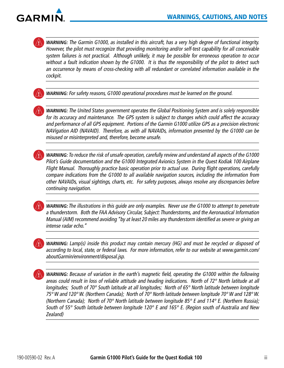 Garmin G1000 Quest Kodiak User Manual | Page 7 / 500