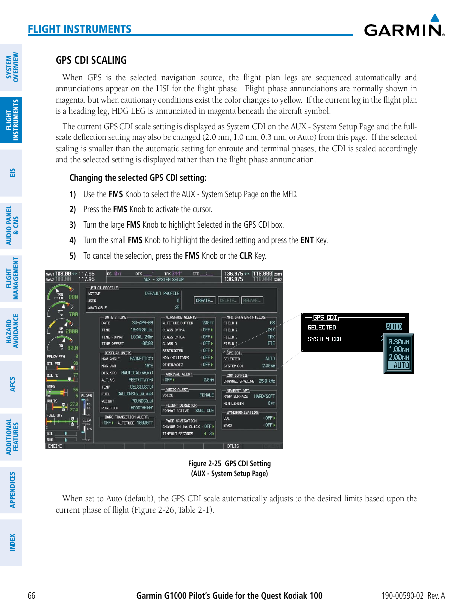 Flight instruments, Gps cdi scaling | Garmin G1000 Quest Kodiak User Manual | Page 78 / 500