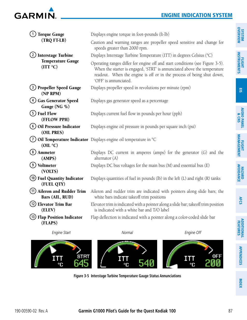 Engine indication system | Garmin G1000 Quest Kodiak User Manual | Page 99 / 500