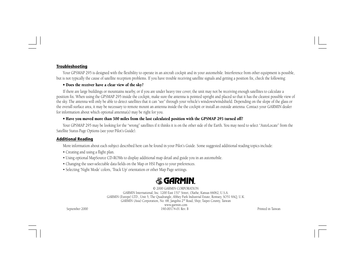 Garmin GPSMAP 295 User Manual | Page 16 / 16