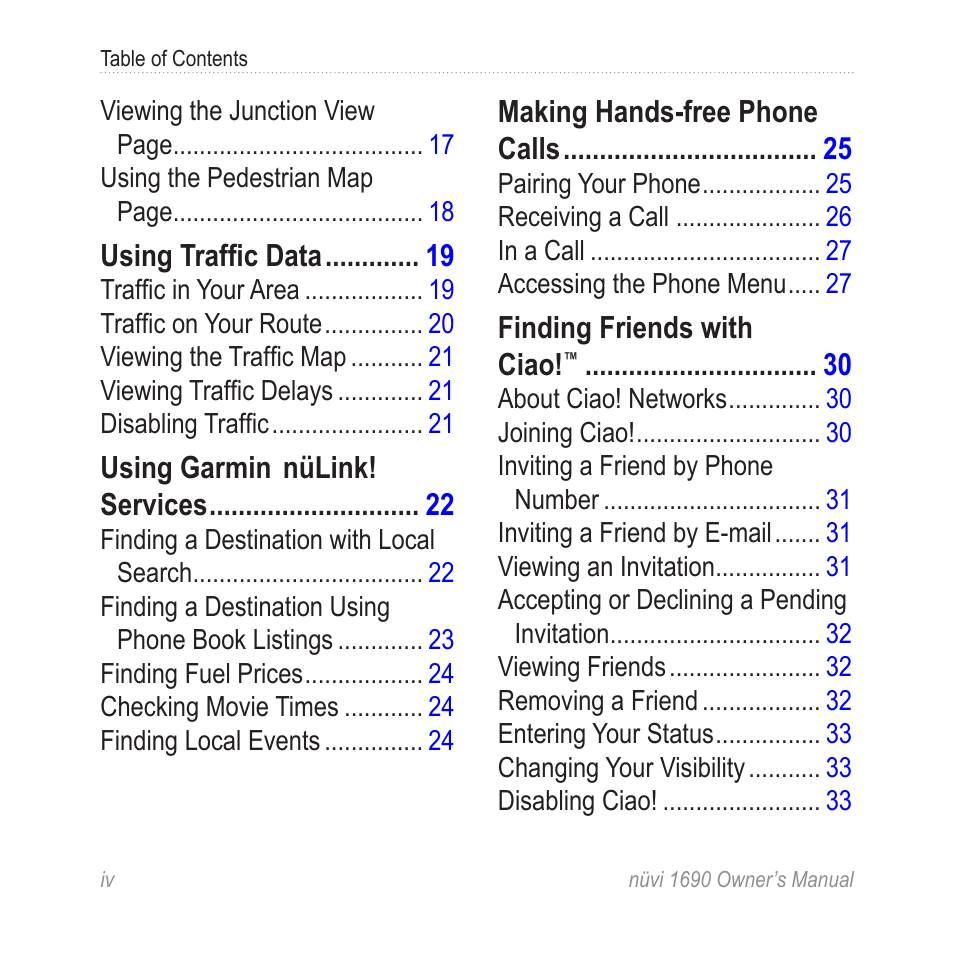 Garmin nuLink! 1690 User Manual | Page 4 / 76