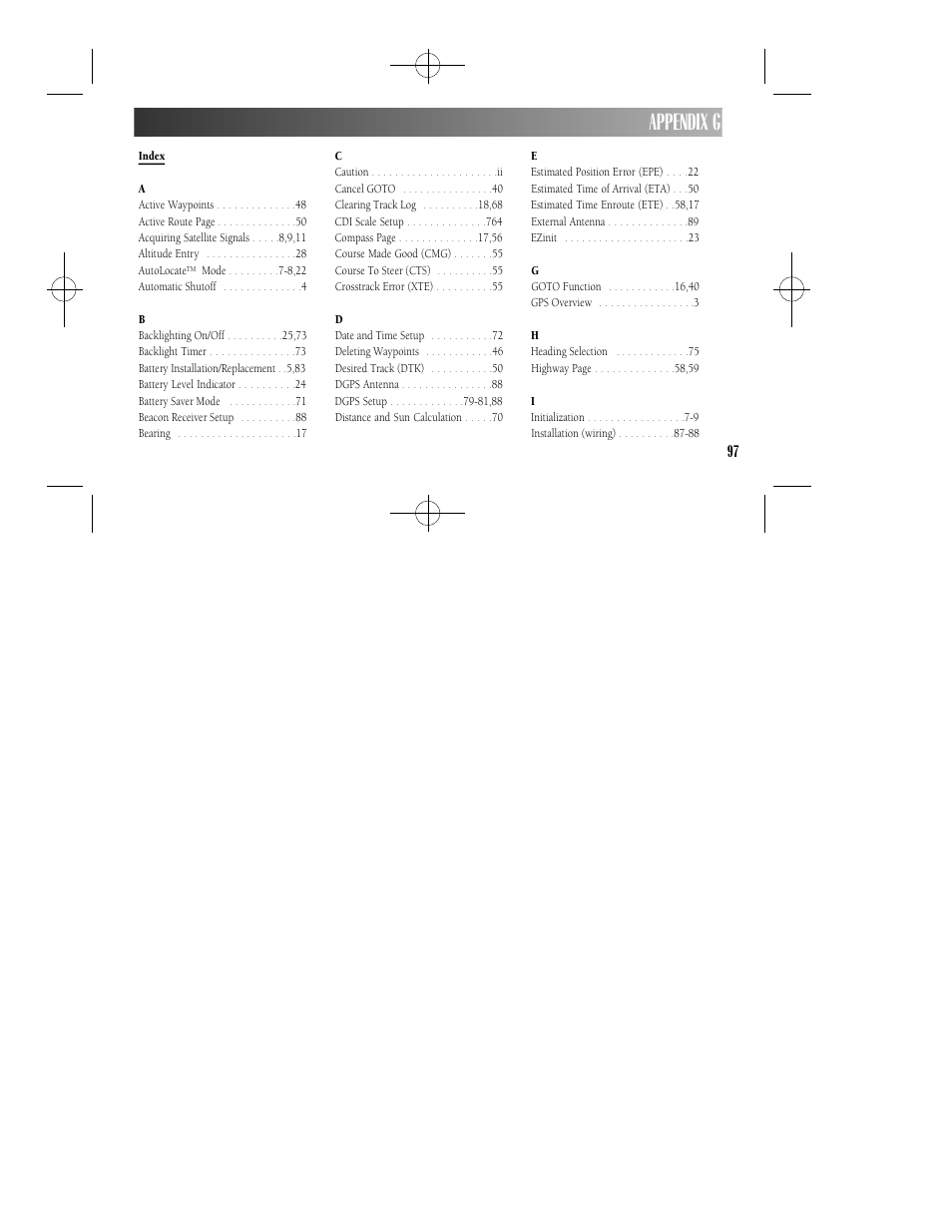 Appendix g | Garmin GPS II User Manual | Page 103 / 108