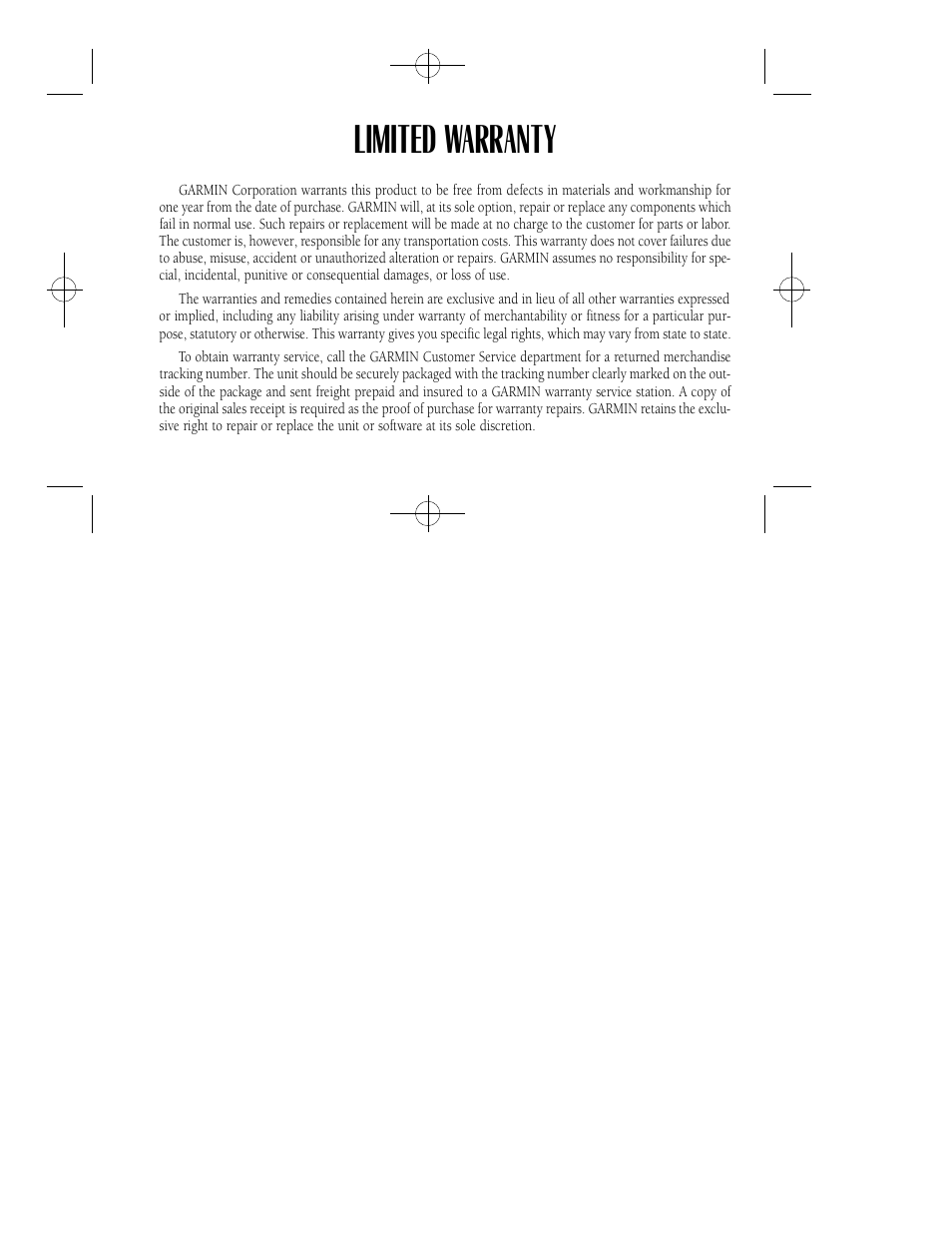 Limited warranty | Garmin GPS II User Manual | Page 107 / 108