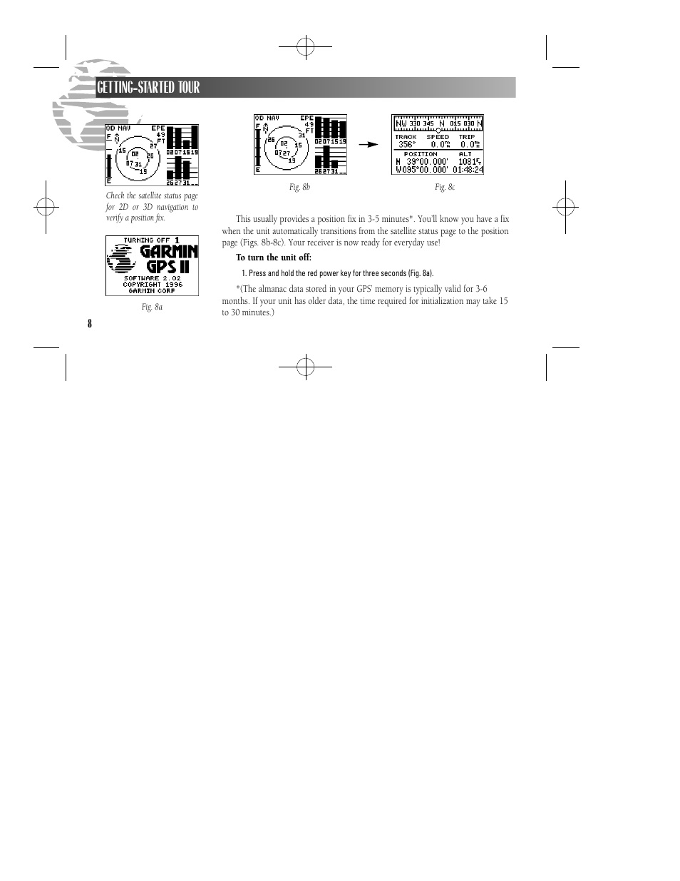 Getting-started tour | Garmin GPS II User Manual | Page 14 / 108