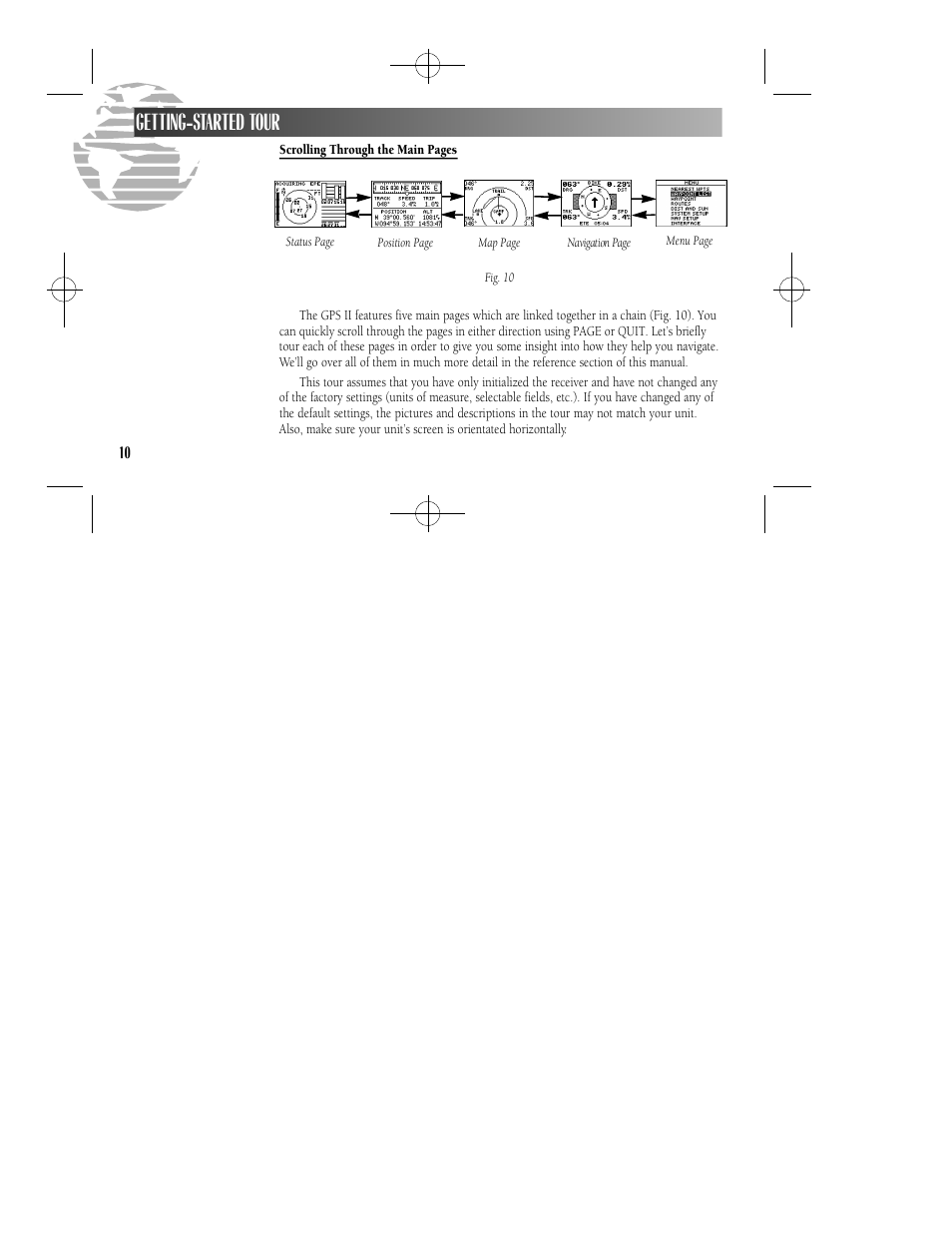 Getting-started tour | Garmin GPS II User Manual | Page 16 / 108