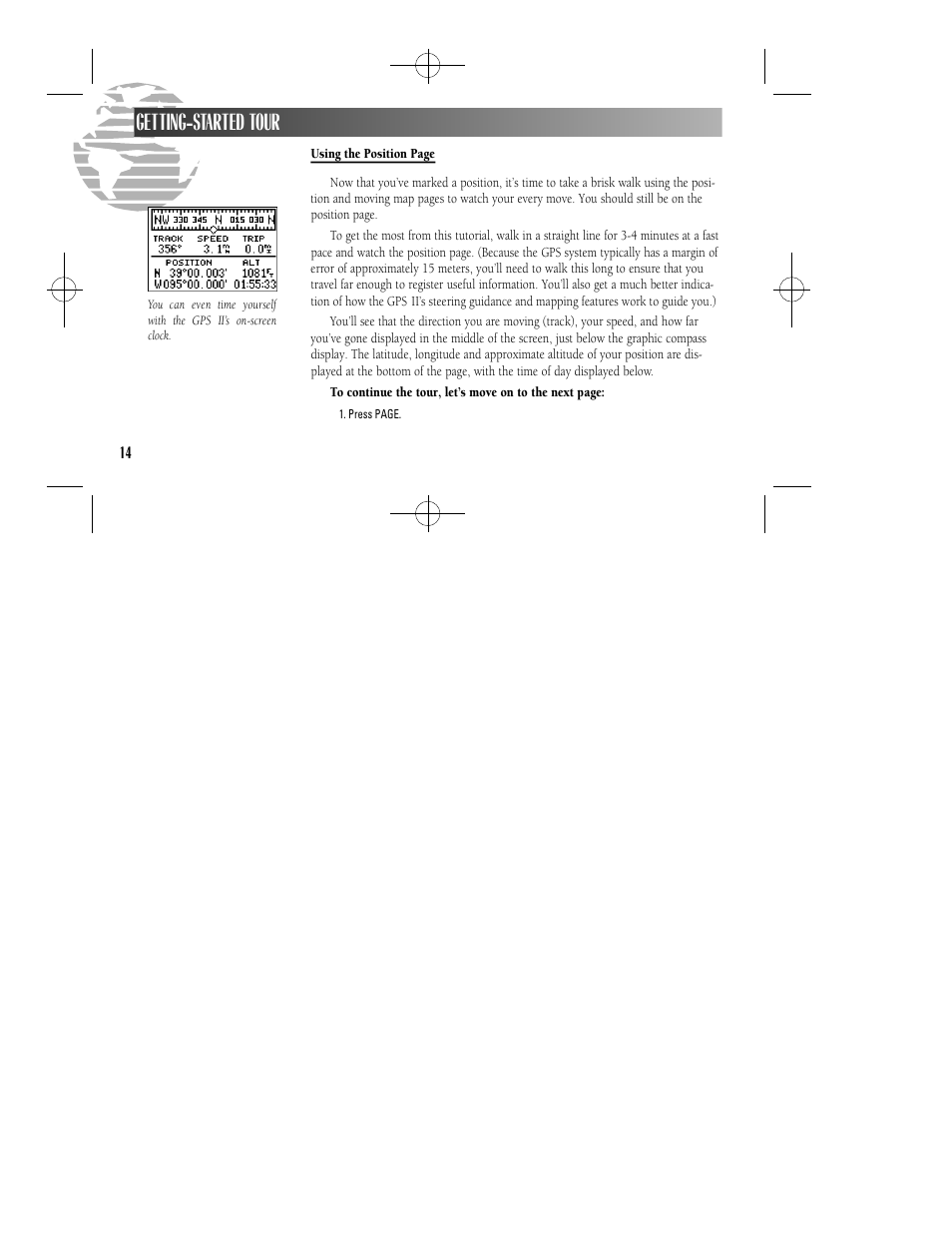 Getting-started tour | Garmin GPS II User Manual | Page 20 / 108