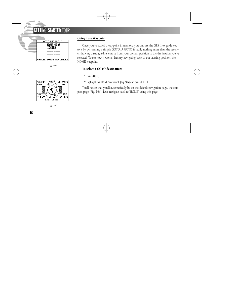 Getting-started tour | Garmin GPS II User Manual | Page 22 / 108