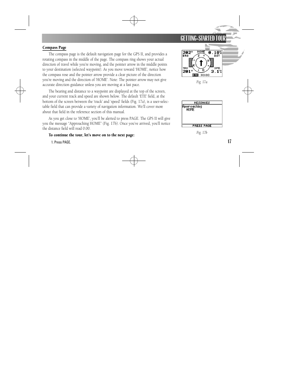 Getting-started tour | Garmin GPS II User Manual | Page 23 / 108