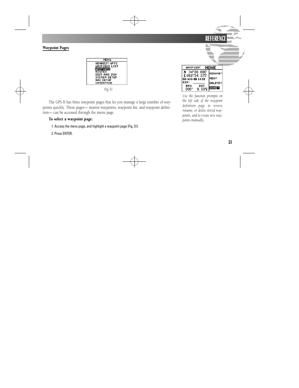 Reference | Garmin GPS II User Manual | Page 37 / 108