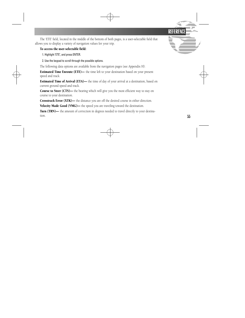 Reference | Garmin GPS II User Manual | Page 61 / 108