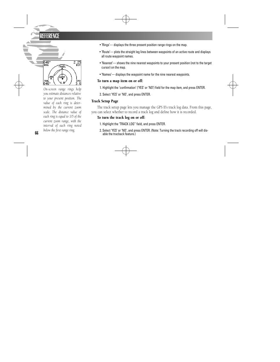 Reference | Garmin GPS II User Manual | Page 72 / 108