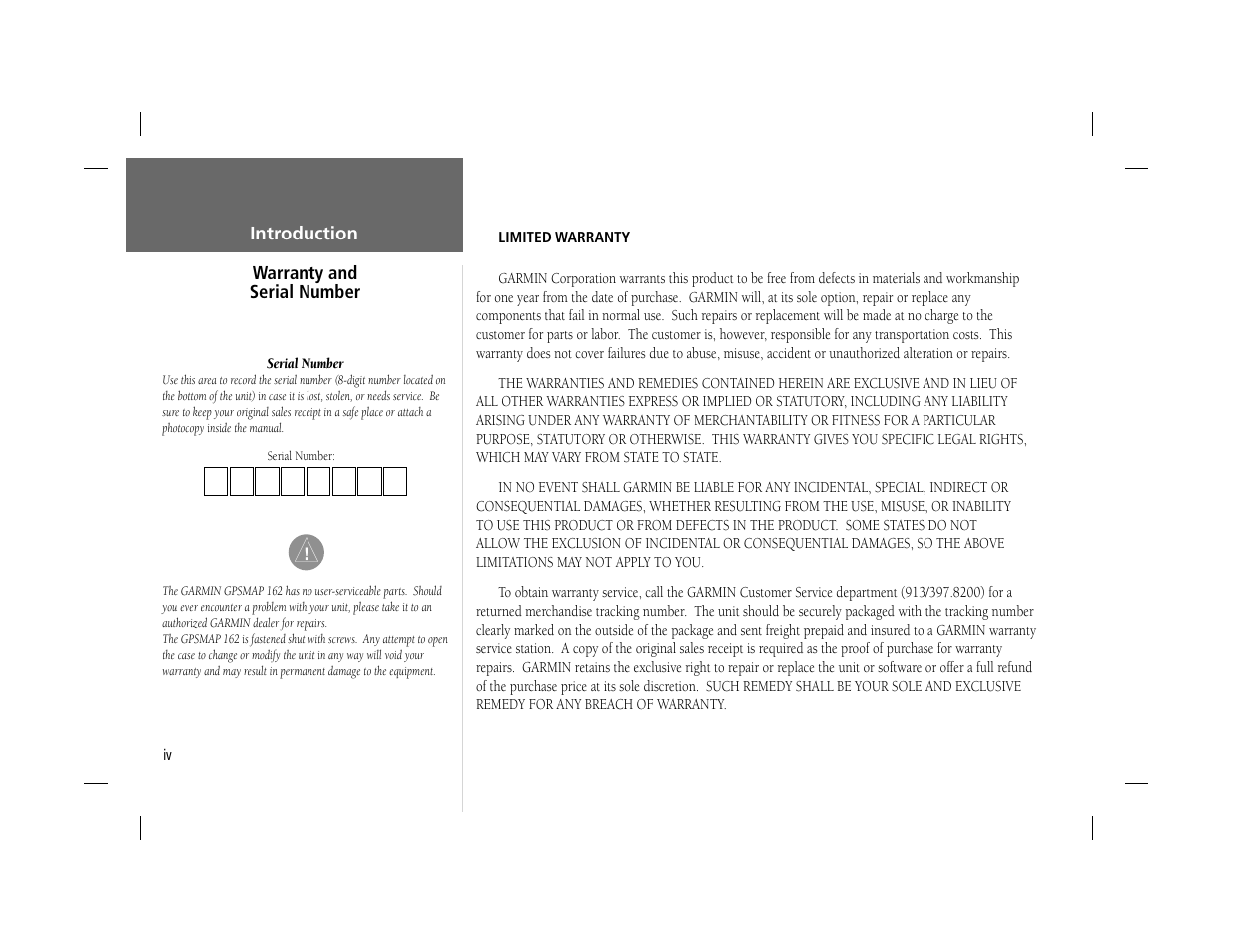 Garmin GPSMAP 162 User Manual | Page 5 / 99