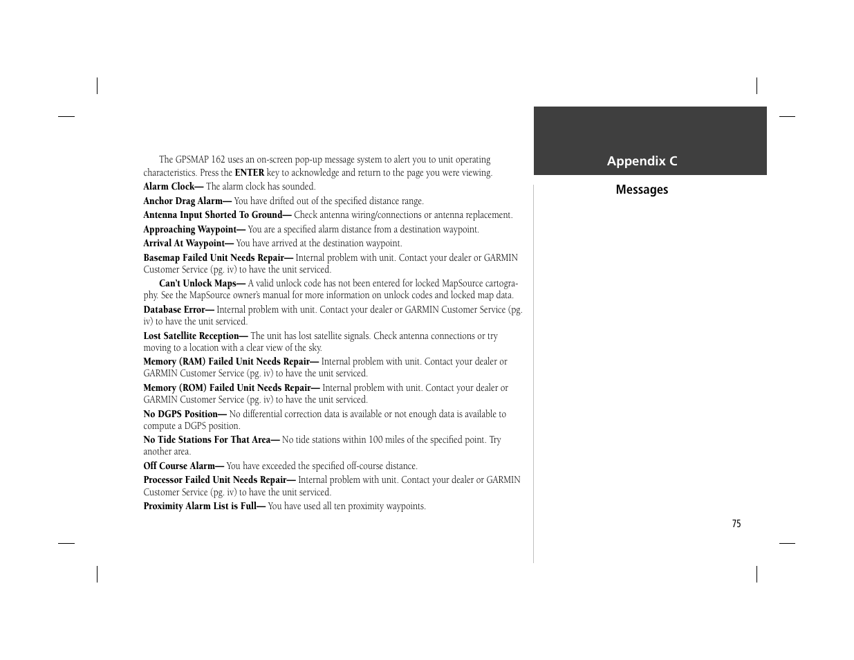 Garmin GPSMAP 162 User Manual | Page 84 / 99