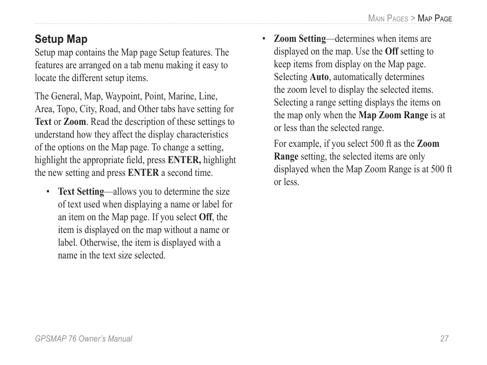 Setup map | Garmin GPSMAP 76 User Manual | Page 33 / 86