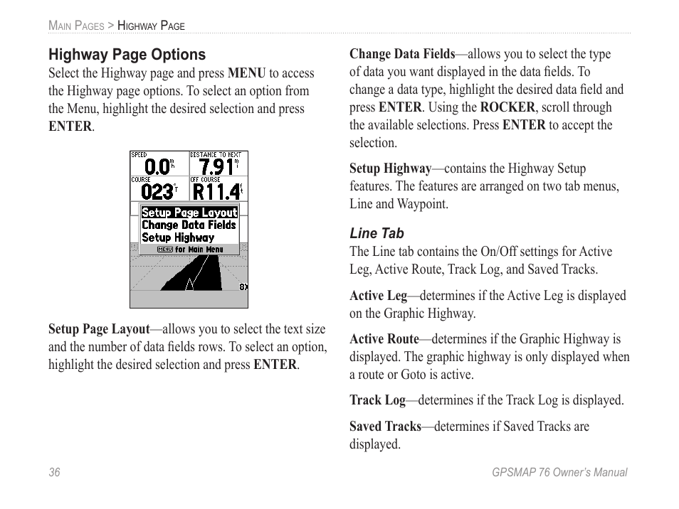 Line tab | Garmin GPSMAP 76 User Manual | Page 42 / 86