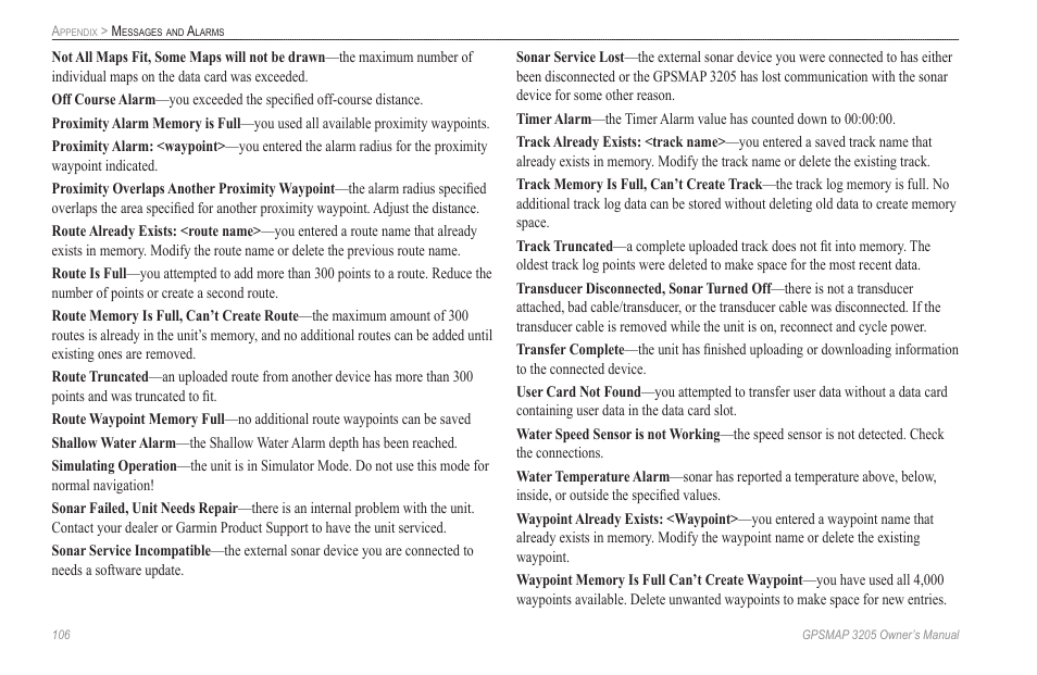 Garmin GPSMAP 3205 User Manual | Page 114 / 126