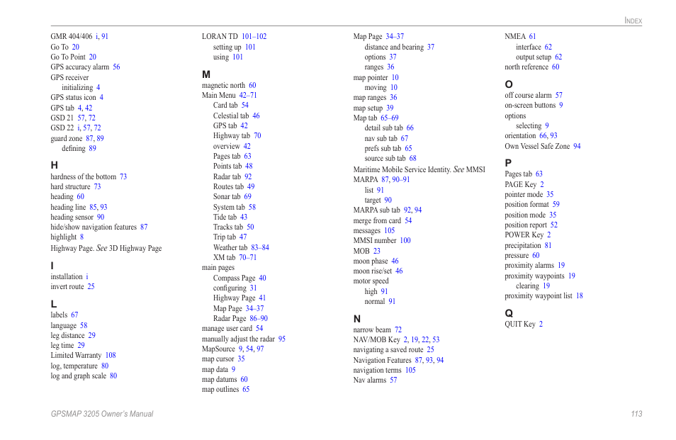 Garmin GPSMAP 3205 User Manual | Page 121 / 126