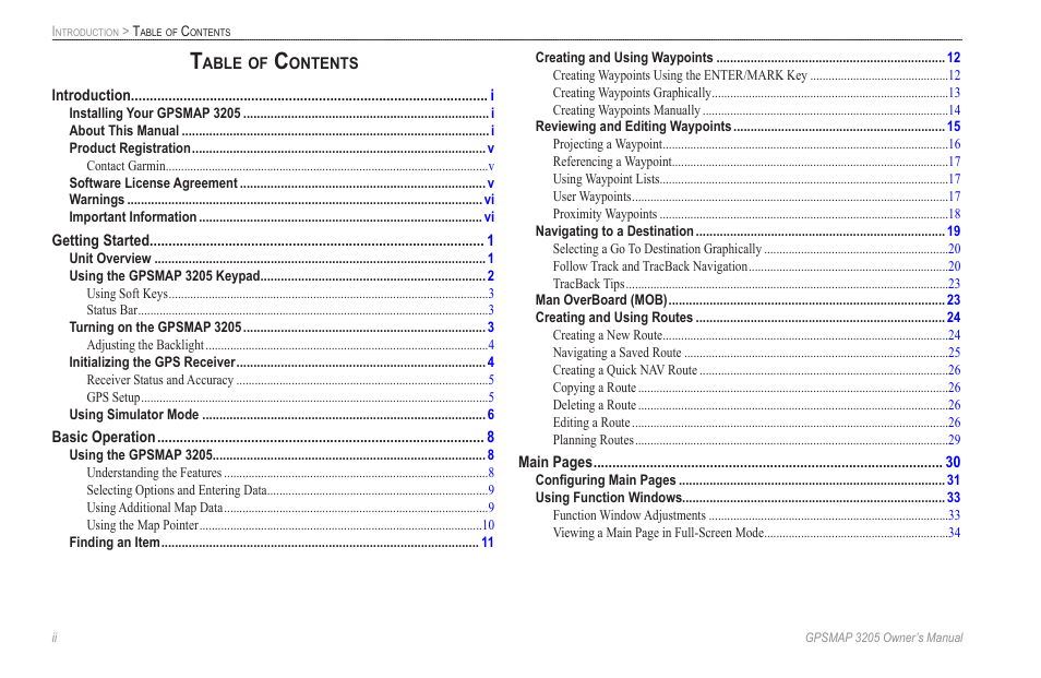 Garmin GPSMAP 3205 User Manual | Page 4 / 126