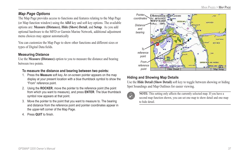 Map page options | Garmin GPSMAP 3205 User Manual | Page 45 / 126