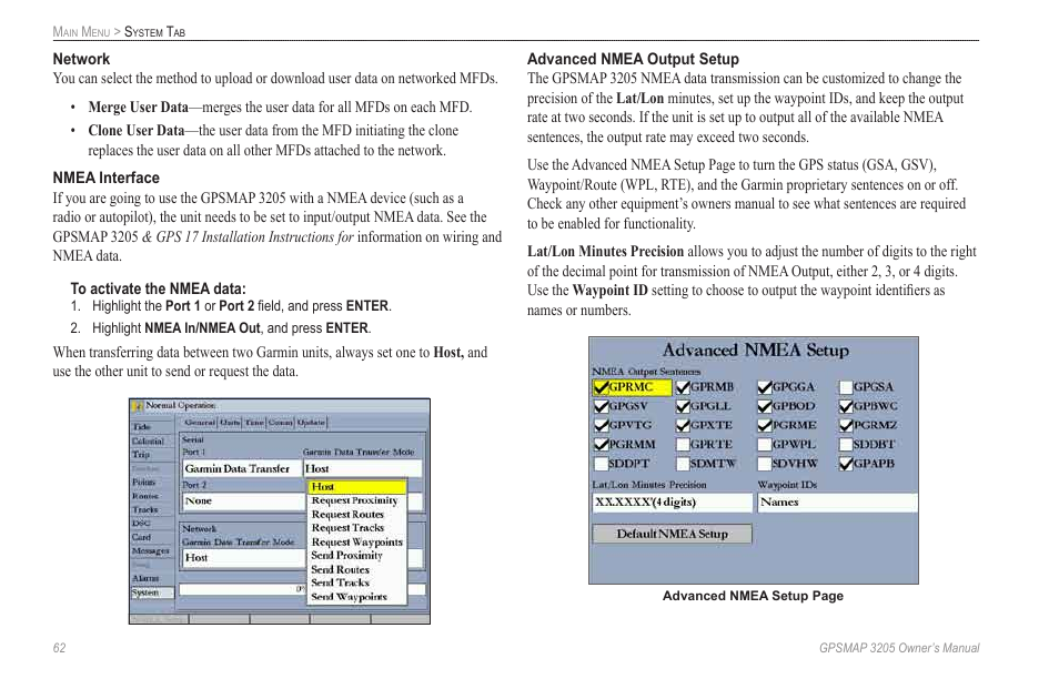 Garmin GPSMAP 3205 User Manual | Page 70 / 126