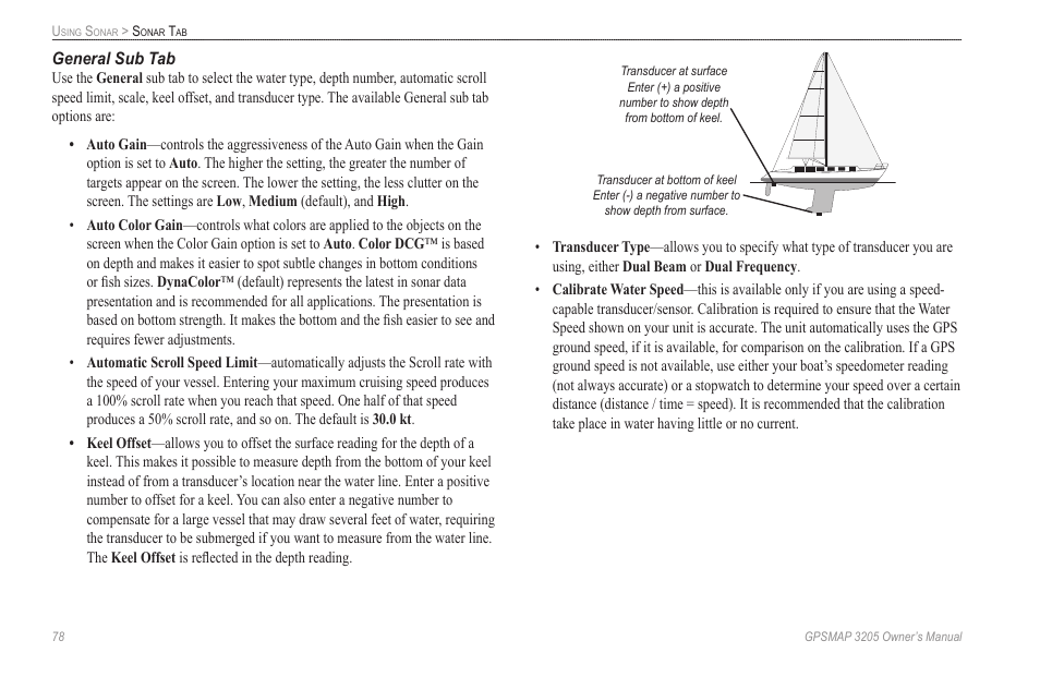 General sub tab | Garmin GPSMAP 3205 User Manual | Page 86 / 126