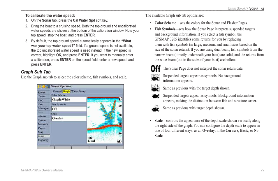 Graph sub tab | Garmin GPSMAP 3205 User Manual | Page 87 / 126