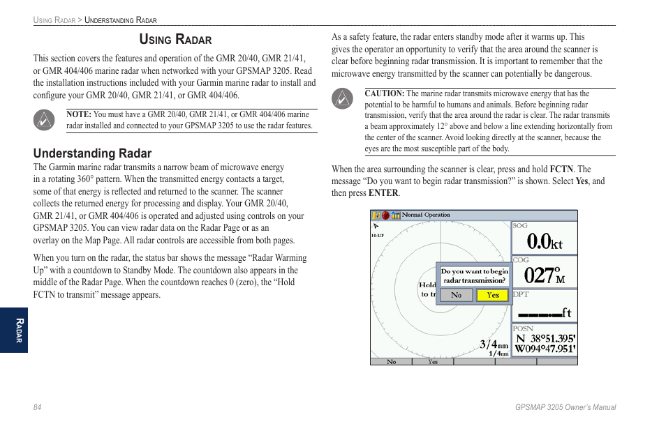 Using radar, Understanding radar | Garmin GPSMAP 3205 User Manual | Page 92 / 126