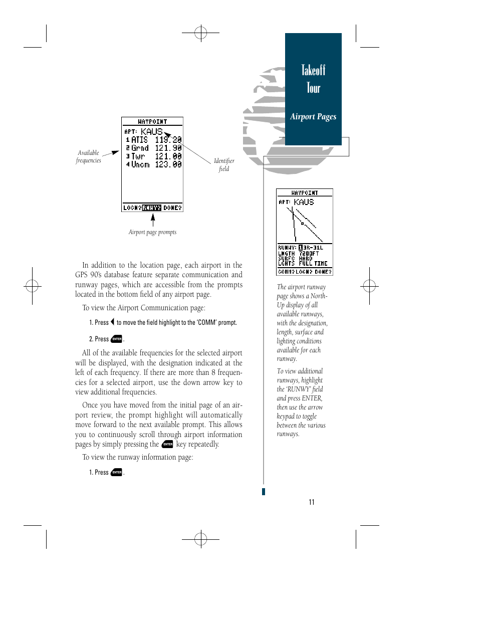 Takeoff tour | Garmin GPS 90 User Manual | Page 19 / 92