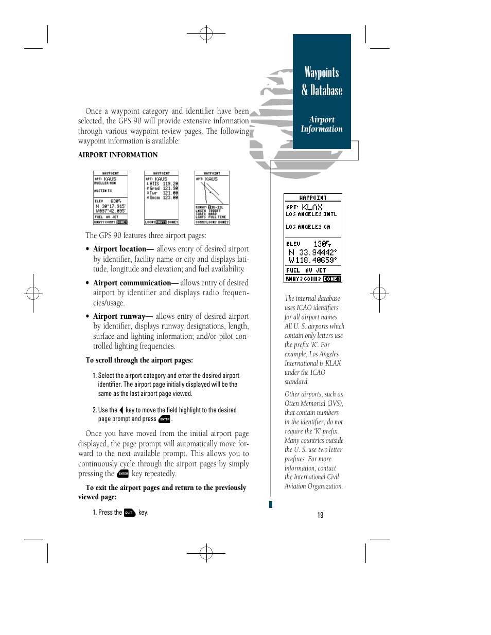Waypoints & database | Garmin GPS 90 User Manual | Page 27 / 92