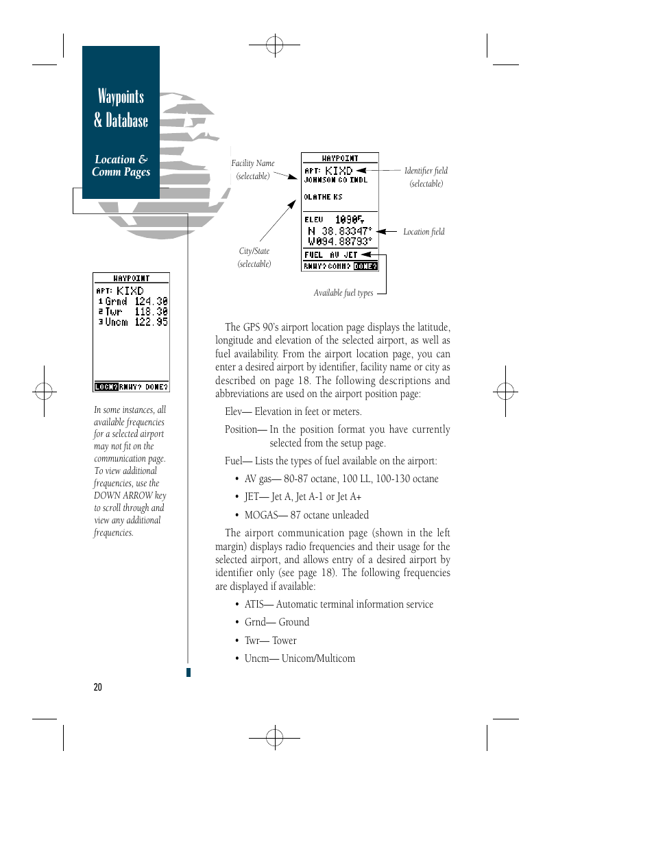 Waypoints & database | Garmin GPS 90 User Manual | Page 28 / 92