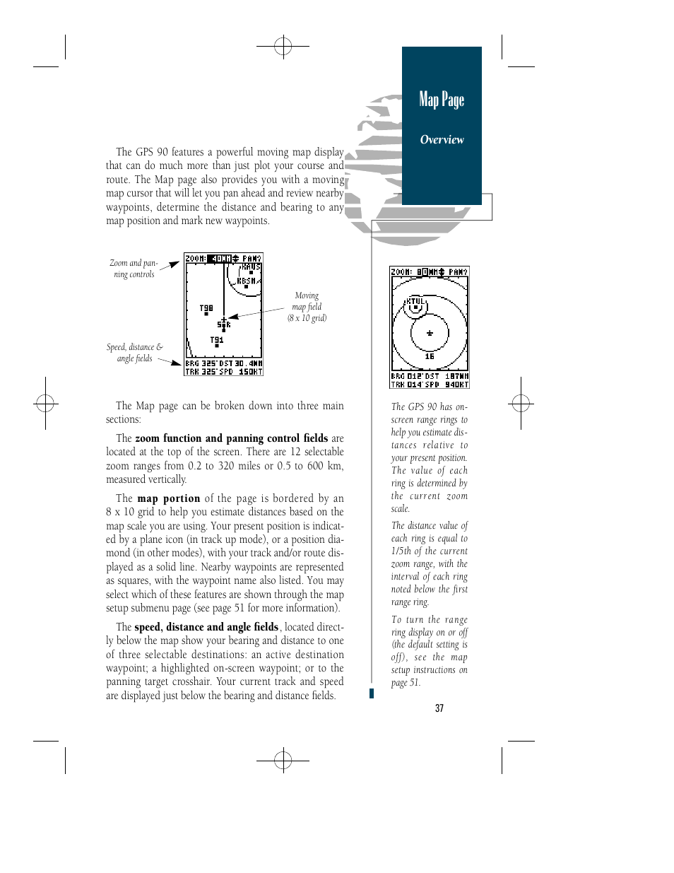 Map page | Garmin GPS 90 User Manual | Page 45 / 92