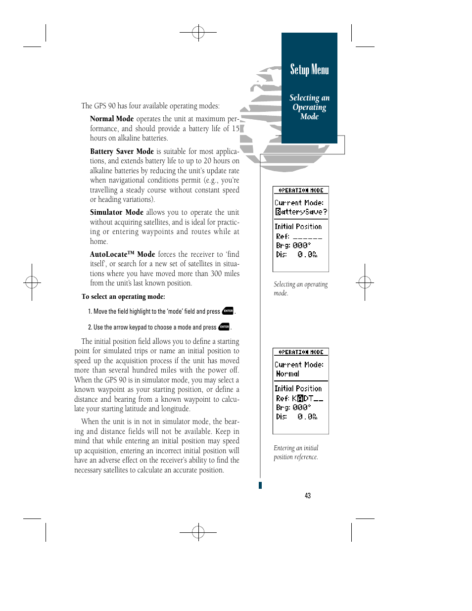 Setup menu | Garmin GPS 90 User Manual | Page 51 / 92