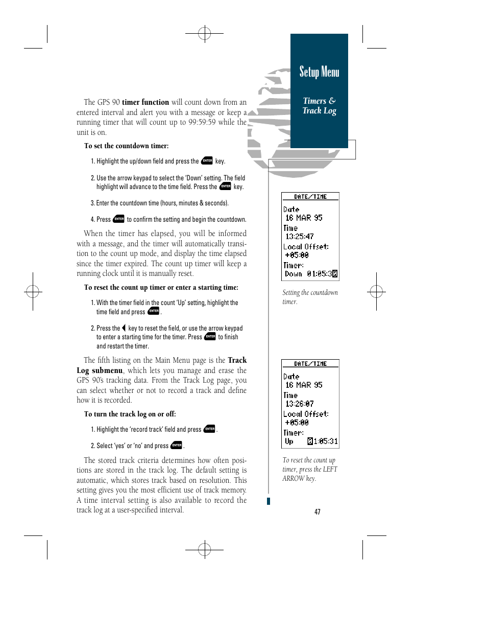 Setup menu | Garmin GPS 90 User Manual | Page 55 / 92