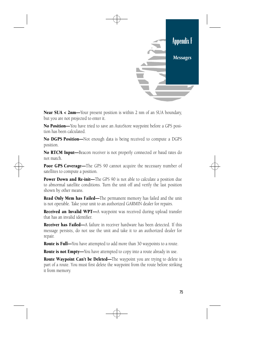 Appendix f | Garmin GPS 90 User Manual | Page 83 / 92