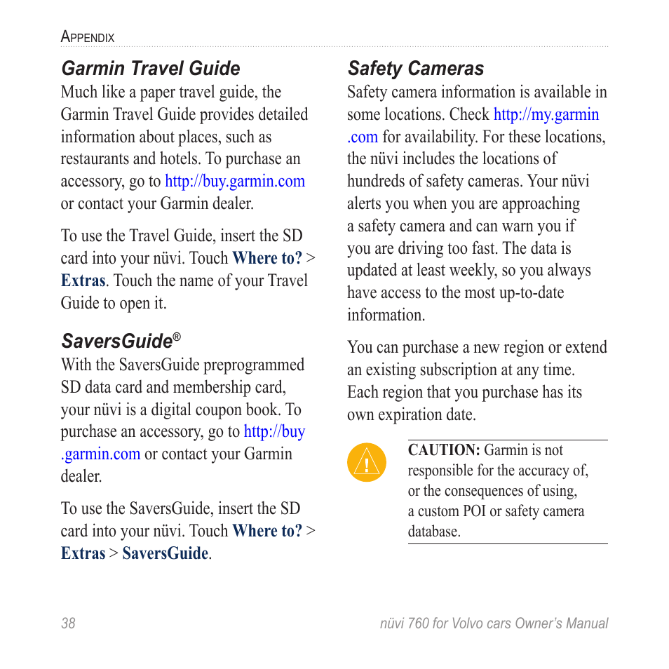 Garmin nuvi 760 for Volvo cars User Manual | Page 44 / 56