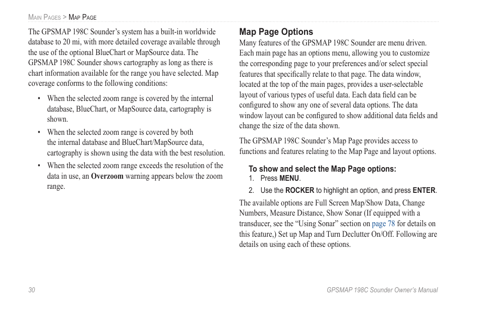 Garmin GPSMAP 198C Sounder User Manual | Page 36 / 126
