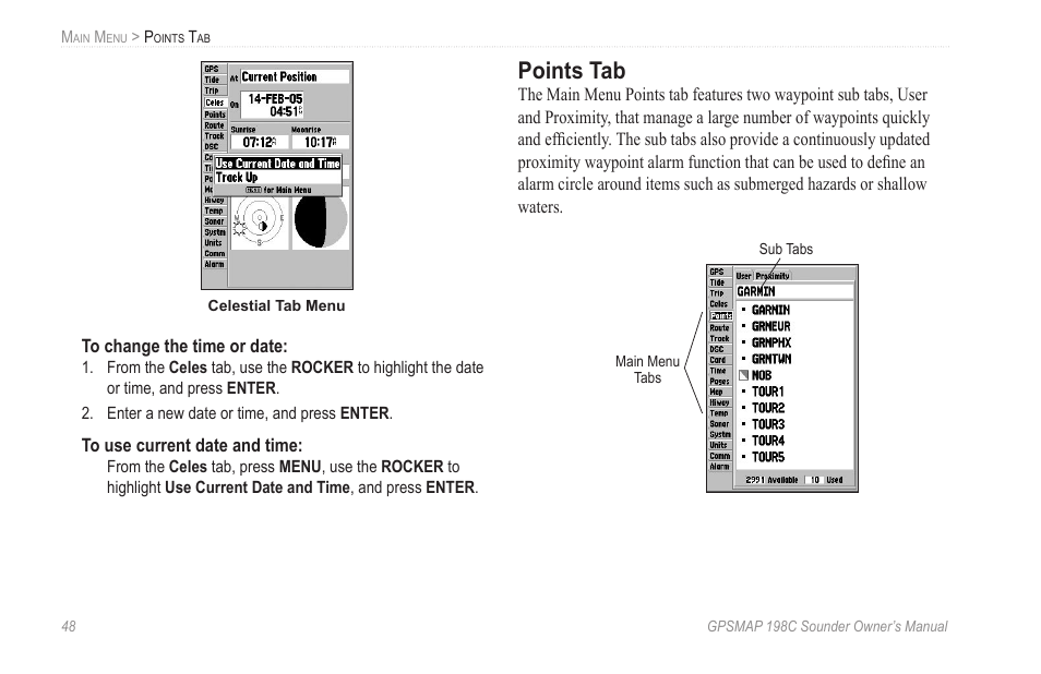 Points tab | Garmin GPSMAP 198C Sounder User Manual | Page 54 / 126