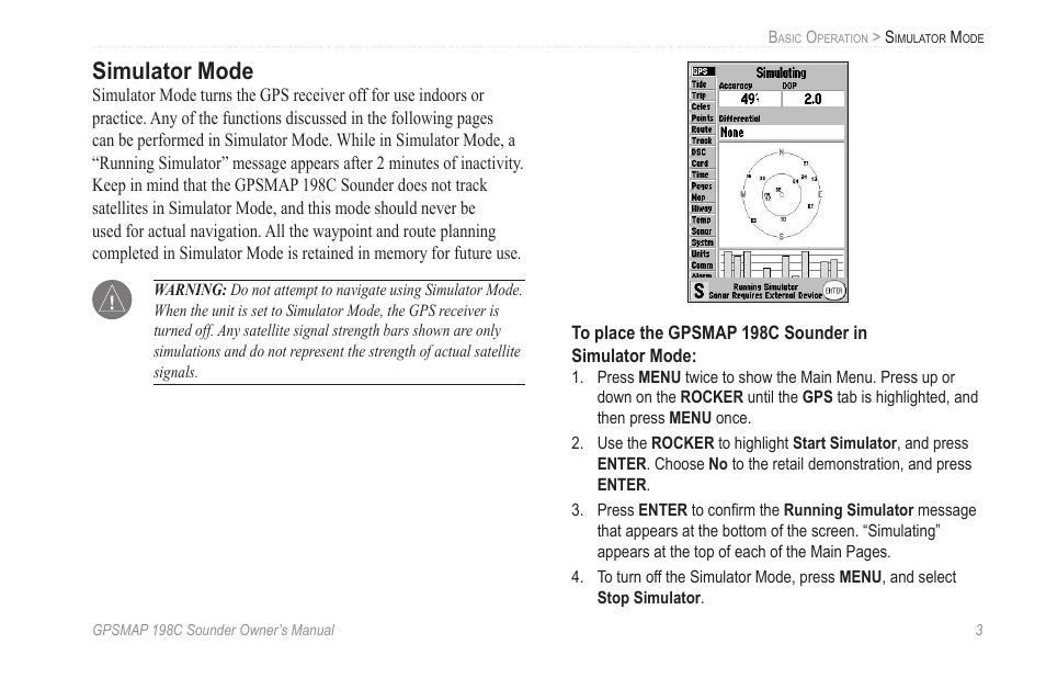 Simulator mode | Garmin GPSMAP 198C Sounder User Manual | Page 9 / 126