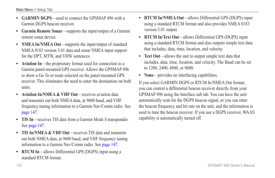 Garmin GPSMAP 496 User Manual | Page 130 / 194