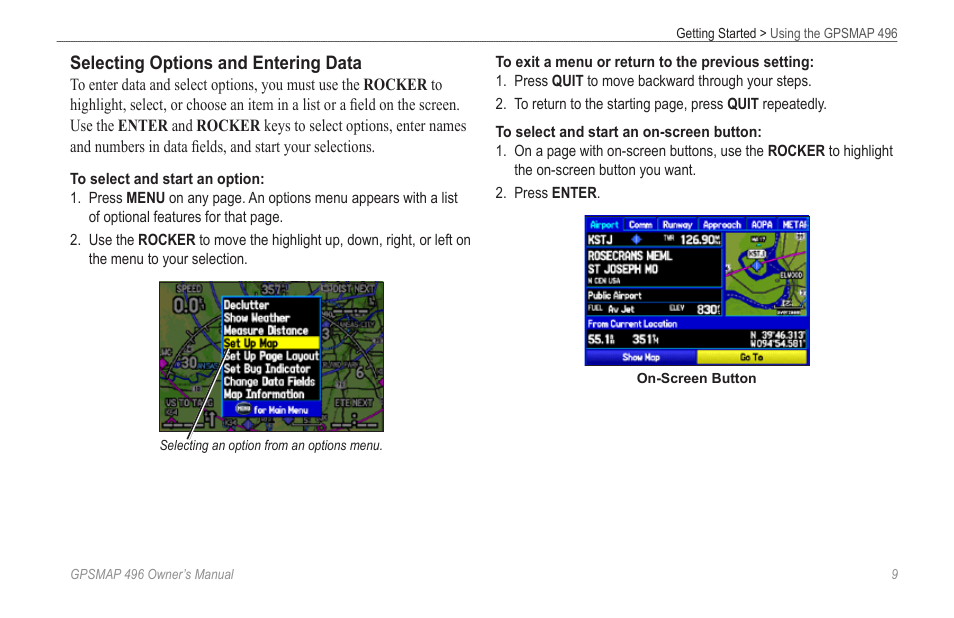 Garmin GPSMAP 496 User Manual | Page 17 / 194